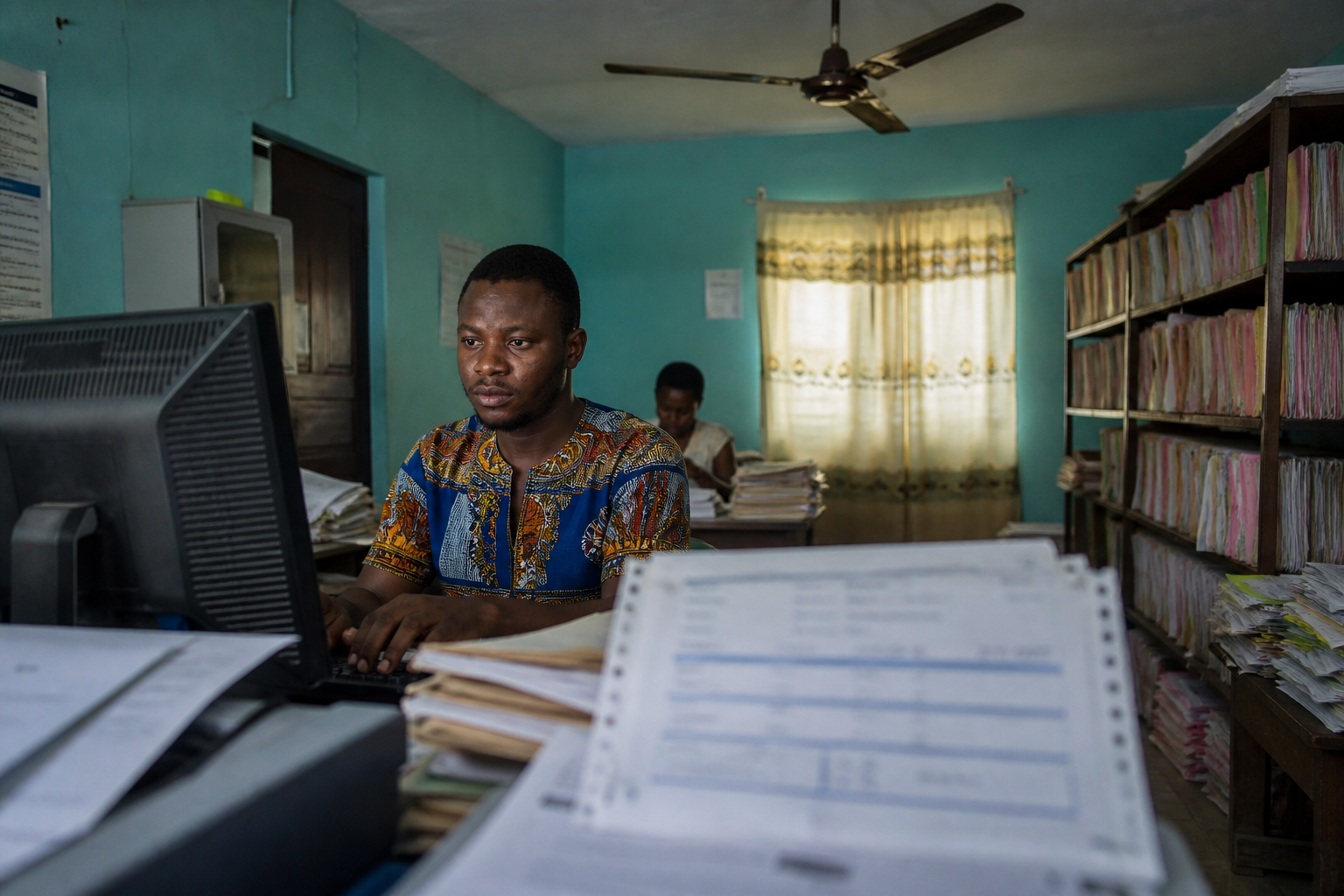 Records clerk preparing insurance claims